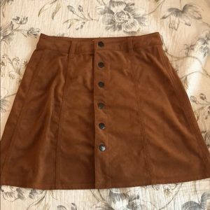 Suede button down skirt